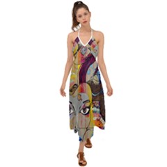 Graffiti-mural-street-art-painting Halter Tie Back Dress  by Ket1n9