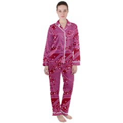 Pink Circuit Pattern Women s Long Sleeve Satin Pajamas Set	 by Ket1n9