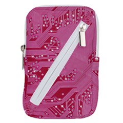 Pink Circuit Pattern Belt Pouch Bag (large) by Ket1n9