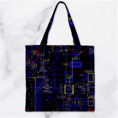 Technology Circuit Board Layout Zipper Grocery Tote Bag by Ket1n9