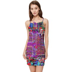 Technology Circuit Board Layout Pattern Summer Tie Front Dress by Ket1n9