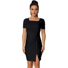 Black Fitted Knot Split End Bodycon Dress by Ket1n9