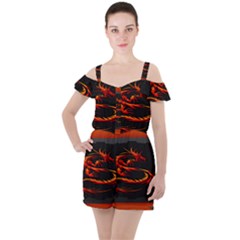 Dragon Ruffle Cut Out Chiffon Playsuit by Ket1n9