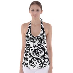 Ying Yang Tattoo Tie Back Tankini Top by Ket1n9