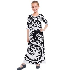 Ying Yang Tattoo Kids  Quarter Sleeve Maxi Dress by Ket1n9