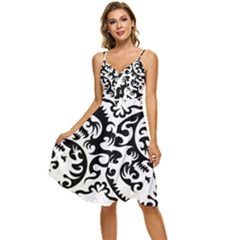 Ying Yang Tattoo Sleeveless Tie Front Chiffon Dress by Ket1n9