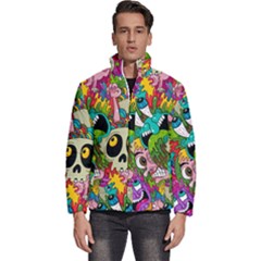 Crazy Illustrations & Funky Monster Pattern Men s Puffer Bubble Jacket Coat by Ket1n9