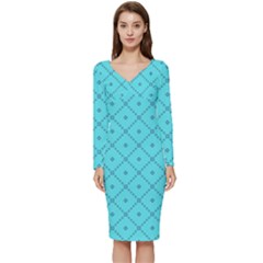 Pattern-background-texture Long Sleeve V-neck Bodycon Dress  by Ket1n9