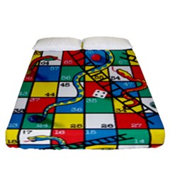 Snakes And Ladders Fitted Sheet (queen Size) by Ket1n9