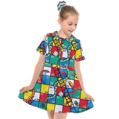 Snakes And Ladders Kids  Short Sleeve Shirt Dress by Ket1n9