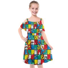 Snakes And Ladders Kids  Cut Out Shoulders Chiffon Dress by Ket1n9