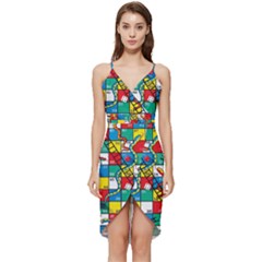 Snakes And Ladders Wrap Frill Dress by Ket1n9