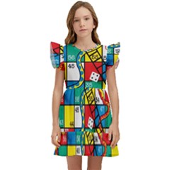 Snakes And Ladders Kids  Winged Sleeve Dress by Ket1n9