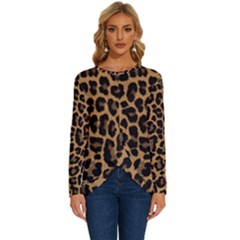 Tiger Skin Art Pattern Long Sleeve Crew Neck Pullover Top by Ket1n9