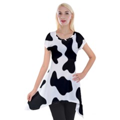 Animal-print-black-and-white-black Short Sleeve Side Drop Tunic by Ket1n9