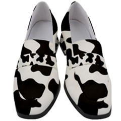 Animal-print-black-and-white-black Women s Chunky Heel Loafers by Ket1n9