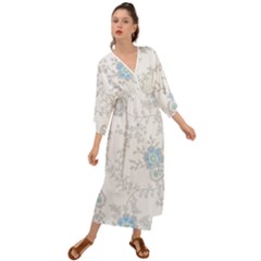 Traditional Art Batik Flower Pattern Grecian Style  Maxi Dress by Ket1n9