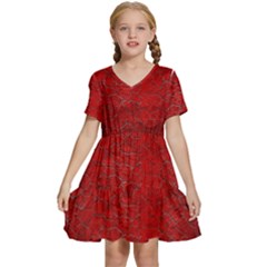 Red-grunge-texture-black-gradient Kids  Short Sleeve Tiered Mini Dress by Ket1n9