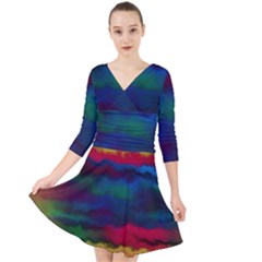 Watercolour-color-background Quarter Sleeve Front Wrap Dress by Ket1n9