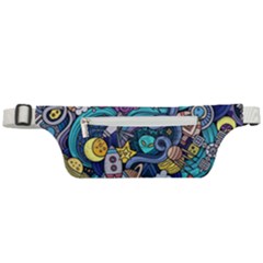 Cartoon-hand-drawn-doodles-on-the-subject-of-space-style-theme-seamless-pattern-vector-background Active Waist Bag by Ket1n9