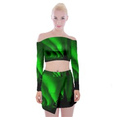 Aurora-borealis-northern-lights- Off Shoulder Top With Mini Skirt Set by Ket1n9