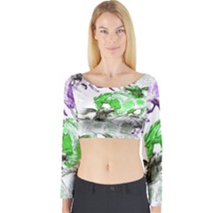 Horse-horses-animal-world-green Long Sleeve Crop Top by Ket1n9