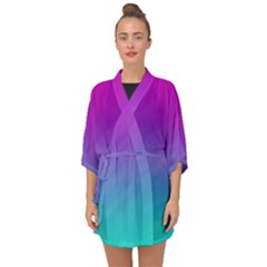 Background-pink-blue-gradient Half Sleeve Chiffon Kimono by Ket1n9