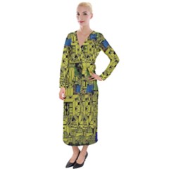 Technology Circuit Board Velvet Maxi Wrap Dress by Ket1n9