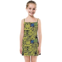 Technology Circuit Board Kids  Summer Sun Dress by Ket1n9