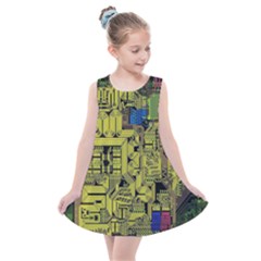 Technology Circuit Board Kids  Summer Dress by Ket1n9