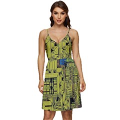 Technology Circuit Board V-neck Pocket Summer Dress  by Ket1n9