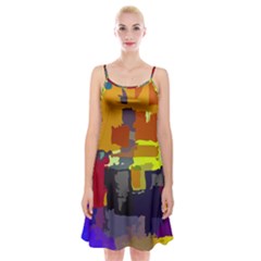 Abstract-vibrant-colour Spaghetti Strap Velvet Dress by Ket1n9