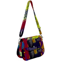 Abstract-vibrant-colour Saddle Handbag by Ket1n9