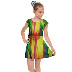 Abstract-vibrant-colour-botany Kids  Cap Sleeve Dress by Ket1n9