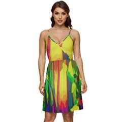 Abstract-vibrant-colour-botany V-neck Pocket Summer Dress  by Ket1n9