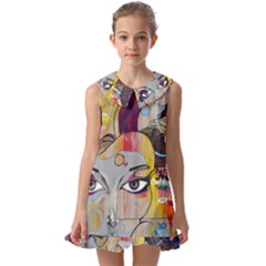 Graffiti-mural-street-art-painting Kids  Pilgrim Collar Ruffle Hem Dress by Ket1n9