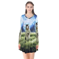 Astronaut Long Sleeve V-neck Flare Dress by Ket1n9