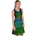 Blue And Green Lines Knee Length Skater Dress With Pockets View3