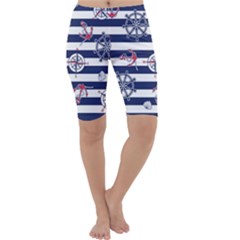 Seamless-marine-pattern Cropped Leggings  by Ket1n9