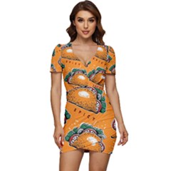 Seamless-pattern-with-taco Low Cut Cap Sleeve Mini Dress by Ket1n9