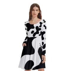 Cow Pattern Long Sleeve Knee Length Skater Dress With Pockets by Ket1n9