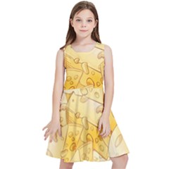 Cheese-slices-seamless-pattern-cartoon-style Kids  Skater Dress by Ket1n9