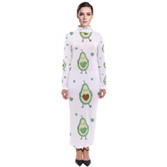 Cute-seamless-pattern-with-avocado-lovers Turtleneck Maxi Dress by Ket1n9