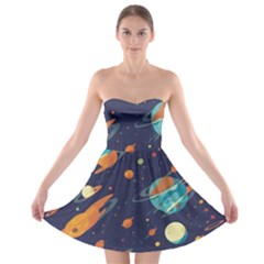 Space Galaxy Planet Universe Stars Night Fantasy Strapless Bra Top Dress by Ket1n9