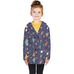 Space Galaxy Planet Universe Stars Night Fantasy Kids  Double Breasted Button Coat by Ket1n9