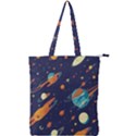 Space Galaxy Planet Universe Stars Night Fantasy Double Zip Up Tote Bag View1