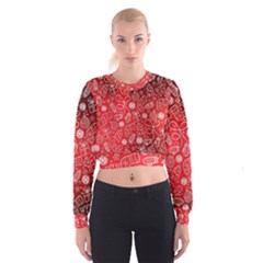 Christmas Pattern Red Cropped Sweatshirt by Grandong