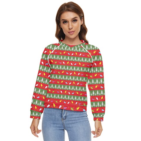 Christmas-papers-red-and-green Women s Long Sleeve Raglan T-shirt by Grandong