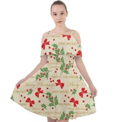 Christmas-paper-scrapbooking-- Cut Out Shoulders Chiffon Dress by Grandong