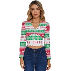 Merry Christmas Ya Filthy Animal Long Sleeve V-neck Top by Grandong